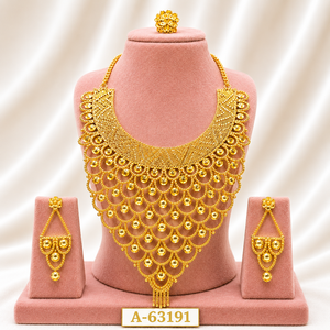 Ensemble de bijoux en filigrane doré fait main, collier et boucles d'oreilles pour femmes A-63203 - Product Image 4
