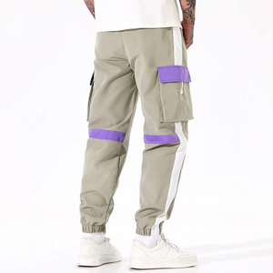 OEM Custom Men's Streetwear Cargo Jogger Pants Color Block Multi-Pocket Elastic Waist <b>Drawstring</b> <b>Trousers</b> Wholesale B2B - Product Image 2