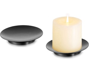 Soporte de vela metálico duradero negro liso Soporte de vela de pilar de diseño contemporáneo Soportes de vela de iluminación decorativa de mesa - Product Image 1