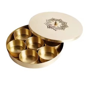 Modern Metal Masala Box with Decorative Lid Kitchen <b>Spice</b> <b>Storage</b> Container Organizer for Herbs Seasoning Dining - Product Image 1