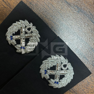 Customized Hand Embroidered Shoulder Boards Black Fabric Cross Pattern <b>Sew</b>-On <b>Badges</b> Custom Design Bullion <b>Badges</b> - Product Image 4