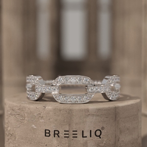 Bague en argent sterling avec diamant moissanite pour femme, design élégant en chaîne, alliance de mariage, bijoux faits à la main, luxe - Product Image 1