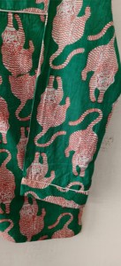 Premium Handcrafted Green Cotton Knitted Leopard Print Flock Printed Summer Night Suit Pajama Set Full Sleeve Shirt <b>Trouser</b> - Product Image 4