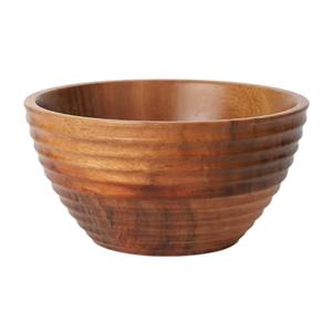 Bol de service en bois d'acacia côtelé marron, artisanal, écologique, design moderne, personnalisable pour la maison - Vente en gros - Product Image 1