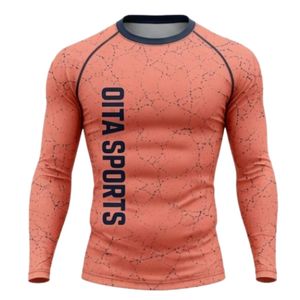 Coral Long Sleeve Compression <b>Shirt</b> Crackle Print Athletic Training Gym Workout Breathable Quick Dry Performance Sportswear - Product Image 1