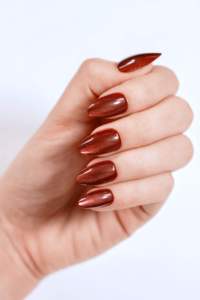 Uñas Artificiales Premium Helios, Forma Almendrada Mediana con Detalle Metálico Cromado en Cobre y Dorado, Uñas de Presión ABS Personalizadas al por Mayor - Product Image 2