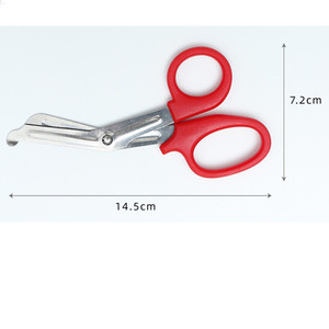 Petites ciseaux médicaux manuels à tête angulaire en plastique de 14,8 cm, à lame dentelée, pour pansements, instrument de secouriste extérieur, certifiés CE - Product Image 5