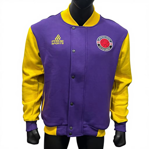 แจ็คเก็ตเบสบอลสไตล์ฮิปฮอปสำหรับผู้ชาย ขายส่ง สำหรับฤดูหนาว ระบายอากาศได้ดี ผลิตจากโพลีเอสเตอร์ 100% แบบ Varsity ติดกระดุมด้านหน้า - Product Image 1