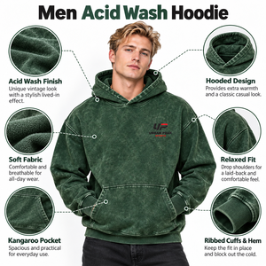 Sudadera con capucha moderna para hombre con efectos de teñido pigmentado, tela suave y un estilo vintage atractivo para la moda urbana. - Product Image 6