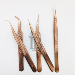 <b>Top</b> Trend New Arrival Sustainable Rose Gold Color Stainless Steel Eyelash Extension Tweezers Mega Volume Mink Eyelash Tweezers - Product Image 4