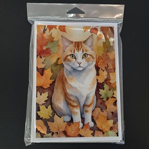 Whimsical Manx Cat in Fall Leaves Pack of 8 A7 Size <b>5x7</b> Blank Note Cards with <b>Envelopes</b> Greeting Cards - Product Image 3