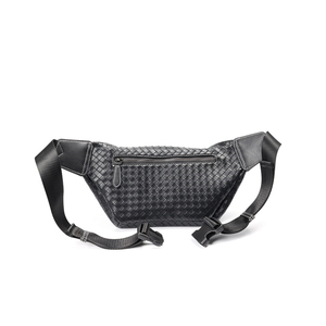 Bolso de Pecho Negro Minimalista Tejido con Cierre de Cremallera, Microfibra, Cuero Sintético, Bandolera para Hombre, Uso Diario, Moderno, para Todas las Temporadas - Product Image 1