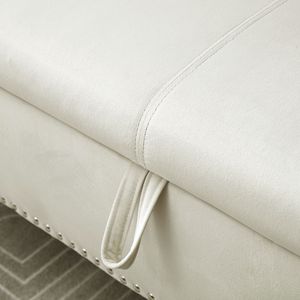 63\" Velvet Rectangular Sofa <b>Stool</b> with Multifunctional Storage Solid Wood Legs Tufted Nailhead Trim 1 Pillow <b>Bedroom</b> Furniture - Product Image 4