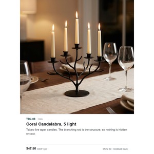 Hand Bent Iron 5-Light Coral Branch <b>Candelabra</b> Oxidised <b>Black</b> Metal Candle Holder Wholesale Home Decor - Product Image 3