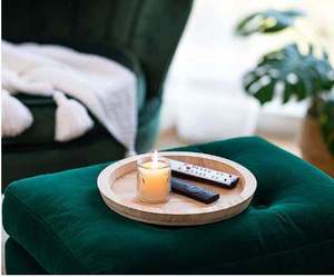 Rustic Wooden Serving <b>Tray</b> with Decorative Candle Holders for Kitchen <b>Table</b> Decor - Product Image 3