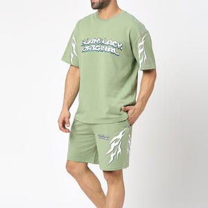 Conjunto de Verano para Hombre, Estilo Casual Urbano, 2 Piezas, Camiseta y Pantalones Cortos de Algodón Cómodos, OEM - Product Image 3