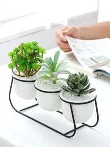 Ensemble de 2 supports à plantes rustiques en fil de fer forgé, style industriel, avec pot de fleurs en terre cuite, base pour jardinières d'extérieur - Product Image 4