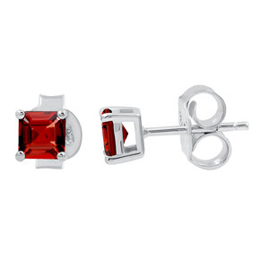 925 Sterling Silver Asscher Cut Natural <b>Garnet</b> Vintage Stud <b>Earrings</b> Claw Setting Octagon Gemstone Birthstone Jewelry for Women - Product Image 2