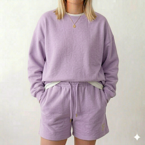 Conjunto de Pantalones Cortos y Top de Cuello Alto para Mujer, Estilo Invernal, Cómodo, Suave, Cálido, Informal, Elegante, para Uso Diario - Product Image 1