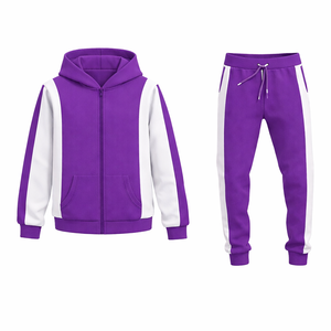 Conjunto Deportivo para Hombre, Chaqueta con Capucha y Pantalones Ajustados en Contraste Morado, Ropa Deportiva para Gimnasio - Product Image 2