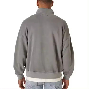 Sweat-shirt personnalisé 100% coton molletonné à demi-zip, coupe oversize, en coton mélangé, vierge - Product Image 5