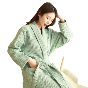 <b>Waffle</b> Weave Cotton Bath Robes - Kimono Style Lightweight Absorbent Spa Hotel <b>Bathrobes</b> - Product Image 1