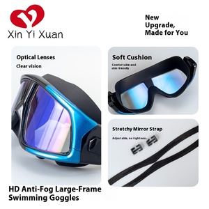 Prix direct usine, lunettes de natation durables et colorées avec verres en PC, grande monture et sangle en silicone pour l'été - Product Image 4