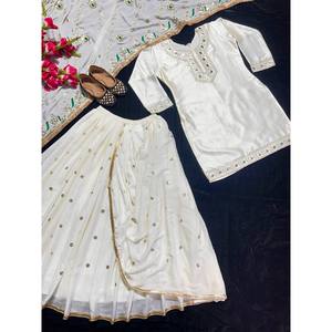 Ensemble de vêtements de fête pour femmes, haut, jupe dhoti, dupatta - Product Image 3