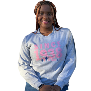 Sweat-shirt à col rond gris chiné en molleton doux, pull à manches longues, vêtements décontractés d'hiver, vêtements de tous les jours pour femmes - Product Image 1