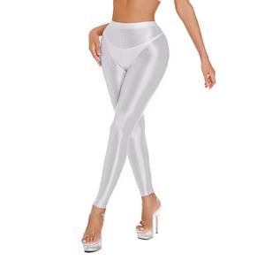 Leggings en satin uni sans couture à taille haute, confortables, extensibles, tricotés, ajustés, pour femmes, toutes saisons, en spandex - Product Image 2