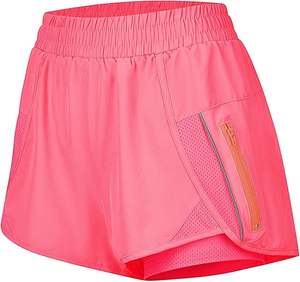 Women's High Waisted Quick Dry <b>Running</b> Shorts Athletic Workout Shorts with Mesh Liner and Zipper Pockets - Product Image 3