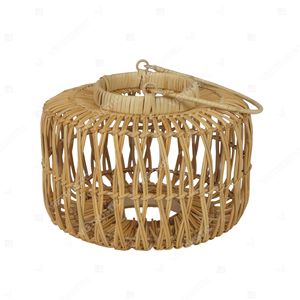 Portavelas de Ratán Estilo Tambor Costero, Linterna Colgante de Mimbre Abierto, Portavelas de Cristal para Jardín, Decoración Interior - Product Image 3