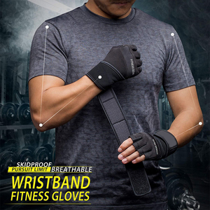 Guantes de gimnasio transpirables de piel de vaca, de medio dedo, para levantamiento de pesas, ciclismo, gimnasio y entrenamiento. - Product Image 3