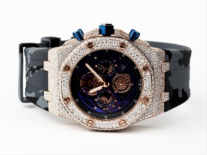 Reloj cronógrafo mecánico de lujo con incrustaciones de diamantes para hombre, con cristal de zafiro y correa de silicona, caja poligonal de 43 mm - Product Image 5