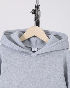 Men's Gray Hoodie Sweatpants Set Solid Color Casual Autumn Wear Polyester/Cotton French Terry Knitted Fabric Breathable 380g - Product Image 3