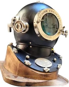 Casco de Buceo de la Marina de los Estados Unidos, Modelo Mark V, Estilo Vintage, Material de Latón, Acabado Negro para Buceo Marino - Product Image 5