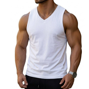 Men's Sleeveless V-Neck Muscle Tank <b>Top</b> Wholesale Price Custom Logo Streetwear Athletic Casual Summer Apparel Tank <b>Tops</b> For Men - Product Image 1