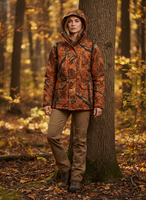 Veste de chasse imperméable en softshell camouflage pour l'hiver, unisexe, silencieuse, orange camouflage, coupe-vent, parka thermique à capuche pour la chasse au cerf