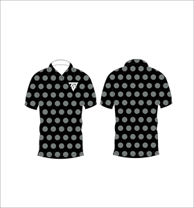 Polo negro para hombre con estampado de lunares grises – Polo clásico informal de manga corta - Product Image 3