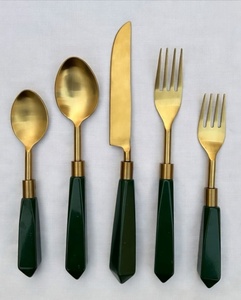Nuevo juego de cubiertos de acero inoxidable con mango de resina, el mejor regalo, vajilla, utensilios de cocina, juego de cubiertos para bodas y fiestas. - Product Image 2
