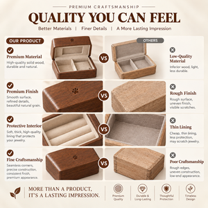 Caja de Almacenamiento de Joyas de Madera Maciza de Primera Calidad con Forro de Terciopelo Suave, Estuche Organizador de Madera Hecho a Mano para Anillos, Collares, Pulseras - Product Image 2