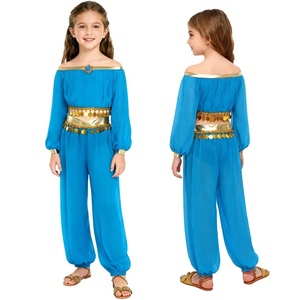 Conjunto de 2 piezas de top y pantalones para danza del vientre para niñas de 6 a 16 años, para clases de danza del vientre, actuaciones en escenario y fiestas temáticas. - Product Image 2