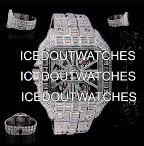 Montre automatique en acier inoxydable avec diamants Moissanite VVS glacés, montre-bracelet de luxe pour homme, style Hip Hop, avec cadran en verre - Product Image 2