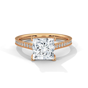 Brilliant Princess Cut Lab Grown <b>Diamond</b> Solitaire <b>Ring</b> Newly Designed 14k Solid Rose Gold Jewelry Available At Wholesale Price - Product Image 1