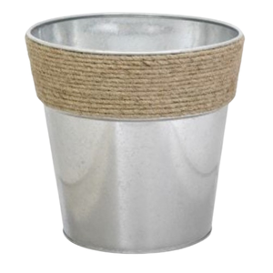 Ensemble de trois pots de fleurs vintage avec poignée en corde, pots en zinc galvanisé, pots en zinc pour la maison et le jardin, pots décoratifs en zinc - Product Image 5