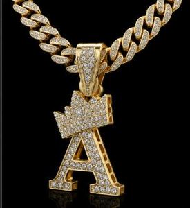 Orelia Iuxe Gold Plated Letter Shape Moissanite Pendant <b>Necklace</b> with <b>Custom</b> <b>Name</b> Hip Hop Style Chain for Women Anniversary - Product Image 3