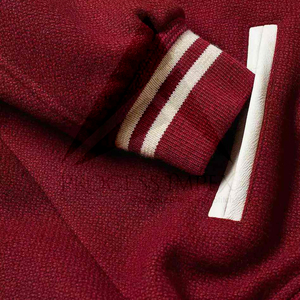 Veste universitaire rouge pour homme, décontractée, couleur unie, col rabattu, polyester et coton, coupe classique, pour l'automne, fermeture à boutons - Product Image 6