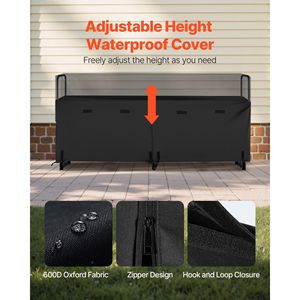 Porte-bûches extérieur moderne de 8 pieds avec housse imperméable, capacité de stockage de 1/2 bûche, capacité de charge maximale de 660 lb, support à bûches en métal - Product Image 4