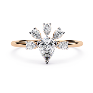 Anillos clásicos de compromiso, boda y aniversario con diamantes de corte pera cultivados en laboratorio, engastados con puntas, en oro macizo de 14K, joyería fina. - Product Image 5