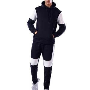 <b>Men's</b> Autumn Drawstring Stand Hooded Tracksuit Set Full Sleeve Solid Pattern <b>Pullover</b> Sweatpants Jogger Regular Polyester Casual - Product Image 1